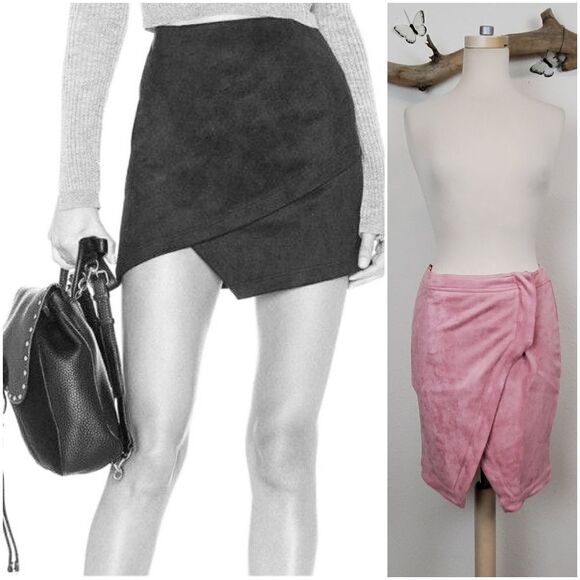 Seek the label Revolve faux suede wrap skirt - Picture 1 of 14
